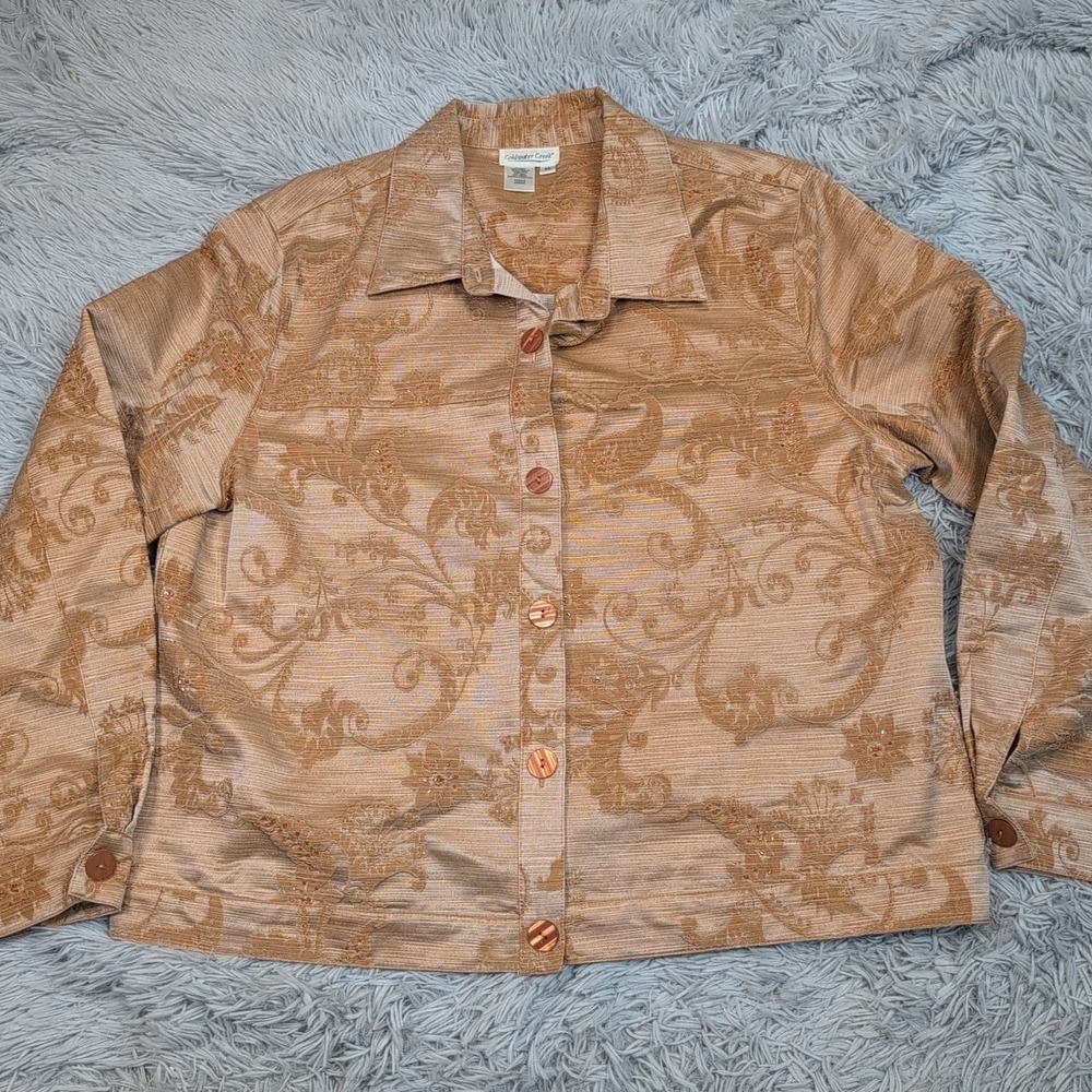 Coldwater Creek Jacket Womens XL Lightweight Coat Button Up‎ Preppy Beaded